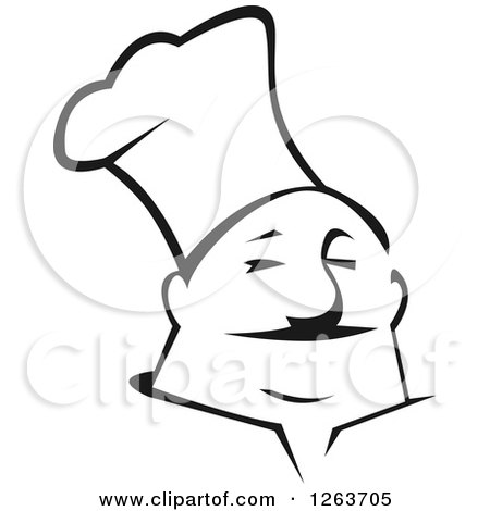 Clipart of a Black and White Chubby Male Chef - Royalty Free Vector Illustration by Vector Tradition SM