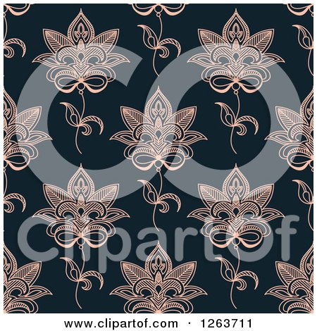 Clipart of a Seamless Pattern Background of Henna Flowers - Royalty Free Vector Illustration by Vector Tradition SM
