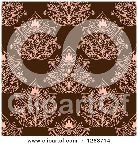 Clipart of a Seamless Pattern Background of Lotus Henna Flowers - Royalty Free Vector Illustration by Vector Tradition SM