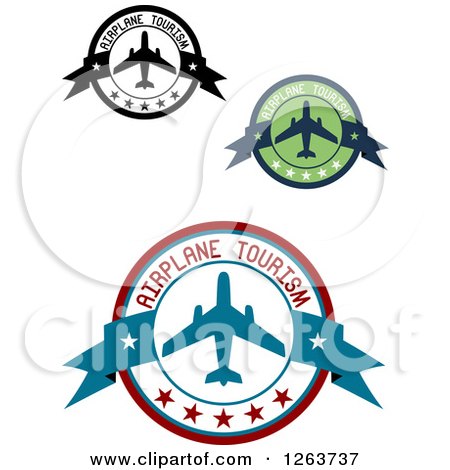 Clipart of Airplane Tourism Designs - Royalty Free Vector Illustration by Vector Tradition SM
