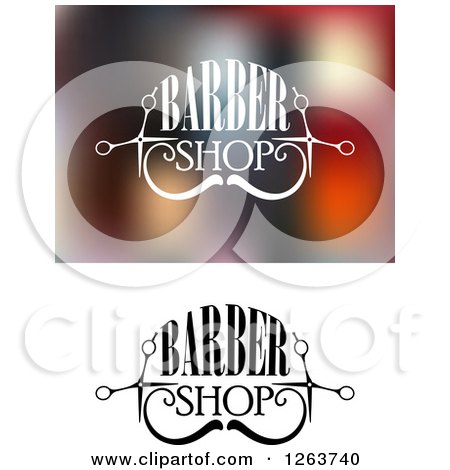 Clipart of Barber Shop Designs with a Mustache - Royalty Free Vector Illustration by Vector Tradition SM