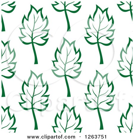 Clipart of a Seamless Pattern Background of Green Leaves - Royalty Free Vector Illustration by Vector Tradition SM
