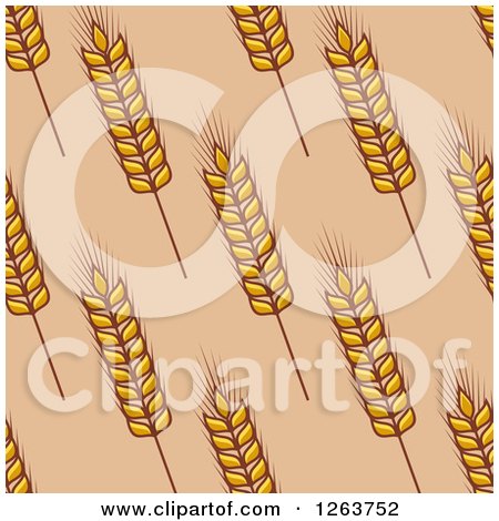 Clipart of a Seamless Pattern Background of Wheat on Tan - Royalty Free Vector Illustration by Vector Tradition SM