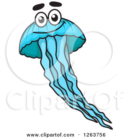 Clipart of a Happy Blue Jellyfish - Royalty Free Vector Illustration by Vector Tradition SM