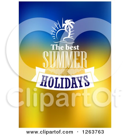 Clipart of the Best Summer Holidays Text over Blue and Yellow - Royalty Free Vector Illustration by Vector Tradition SM
