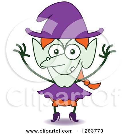 Clipart of a Halloween Witch Being Mischievous - Royalty Free Vector Illustration by Zooco