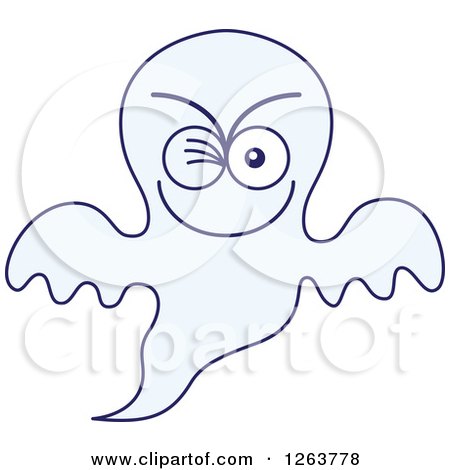 Clipart of a Halloween Ghost Winking - Royalty Free Vector Illustration by Zooco