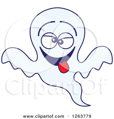 Clipart of a Halloween Ghost Being Silly - Royalty Free Vector Illustration by Zooco
