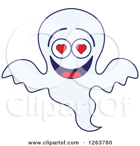 Clipart of a Halloween Ghost in Love - Royalty Free Vector Illustration by Zooco