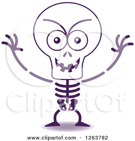 Clipart of a Halloween Skeleton Being Scary - Royalty Free Vector Illustration by Zooco