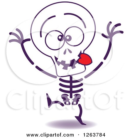 Clipart of a Halloween Skeleton Being Silly - Royalty Free Vector Illustration by Zooco