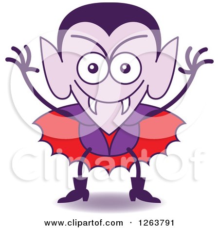 Clipart of a Halloween Dracula Vampire Being Mischievous - Royalty Free Vector Illustration by Zooco