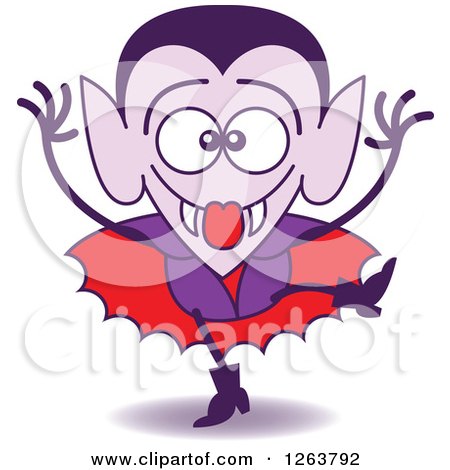 Clipart of a Halloween Dracula Vampire Being Silly - Royalty Free Vector Illustration by Zooco