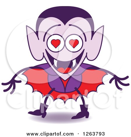 Clipart of a Halloween Dracula Vampire in Love - Royalty Free Vector Illustration by Zooco