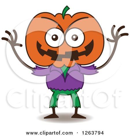 Clipart of a Halloween Jackolantern Scarecrow Winking Being Mischievous - Royalty Free Vector Illustration by Zooco