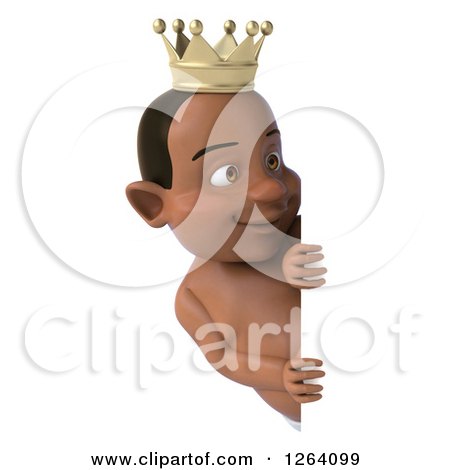 Clipart of a 3d Black Baby Boy Wearing a Crown and Looking ...