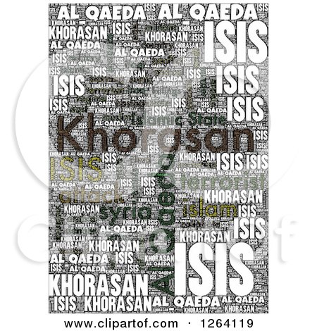 Clipart of a Grungy KHORASAN, ISIS and Al Qaeda Word Collage - Royalty Free Illustration by oboy