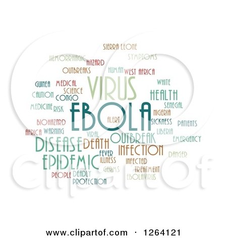 Clipart of a Colorful Ebola Virus Word Tag Collage on White - Royalty Free Illustration by oboy
