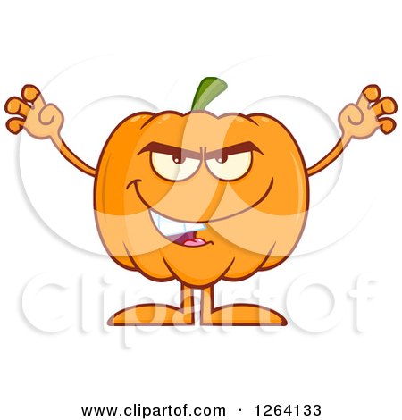 Clipart of a Scary Pumpkin Character - Royalty Free Vector Illustration by Hit Toon