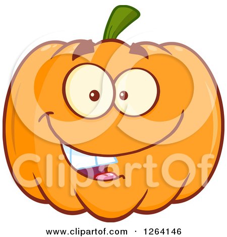 Clipart of a Happy Pumpkin Character - Royalty Free Vector Illustration by Hit Toon