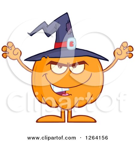 Clipart of a Scary Witch Pumpkin Character - Royalty Free Vector Illustration by Hit Toon
