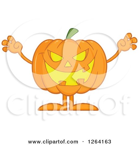 Clipart of a Jackolantern Halloween Pumpkin Scaring - Royalty Free Vector Illustration by Hit Toon