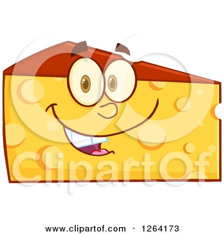 Clipart of a Happy Cheese Wedge Character - Royalty Free Vector Illustration by Hit Toon