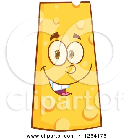 Clipart of a Happy Cheese Wedge Character - Royalty Free Vector Illustration by Hit Toon