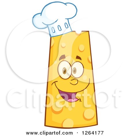 Clipart of a Happy Chef Cheese Wedge Character - Royalty Free Vector Illustration by Hit Toon