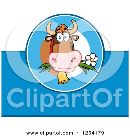 Clipart of a Blue and White Cow Milk Label - Royalty Free Vector Illustration by Hit Toon