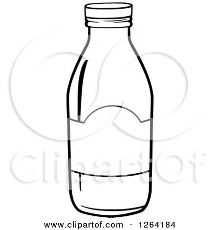 Clipart of a Black and White Milk Bottle - Royalty Free Vector Illustration by Hit Toon