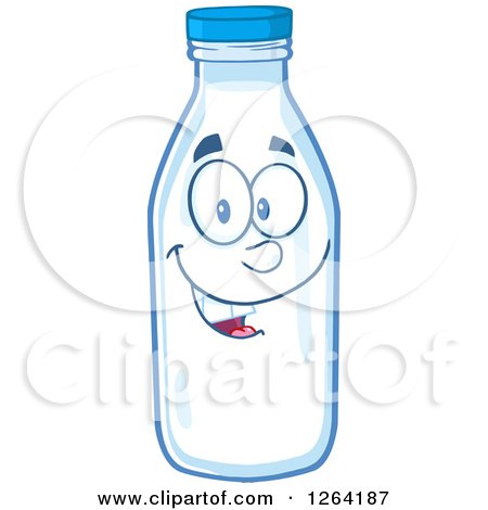 Clipart of a Milk Bottle Character - Royalty Free Vector Illustration by Hit Toon