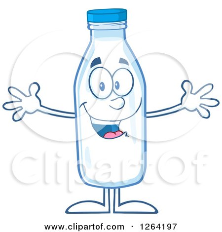 Clipart of a Welcoming Milk Bottle Character - Royalty Free Vector Illustration by Hit Toon