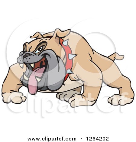 Clipart of a Tough Brown Bulldog with His Tongue Hanging out - Royalty Free Vector Illustration by Dennis Holmes Designs
