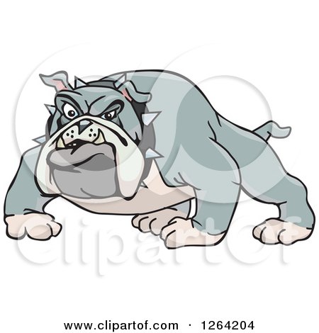 Clipart of a Tough Curious Gray Bulldog - Royalty Free Vector Illustration by Dennis Holmes Designs