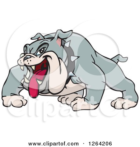 Clipart of a Tough Gray Bulldog with His Tongue Hanging out Royalty