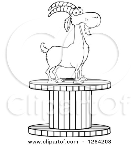 Clipart of a Black and White Male Boer Goat Buck on a Giant Spool - Royalty Free Vector Illustration by Hit Toon