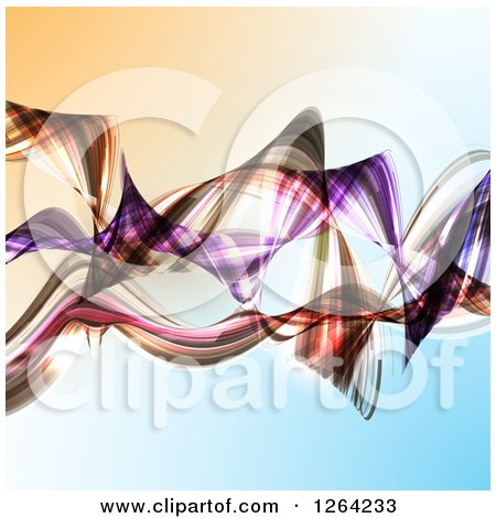 Clipart of Colorful Waves on Gradient - Royalty Free Vector Illustration by KJ Pargeter