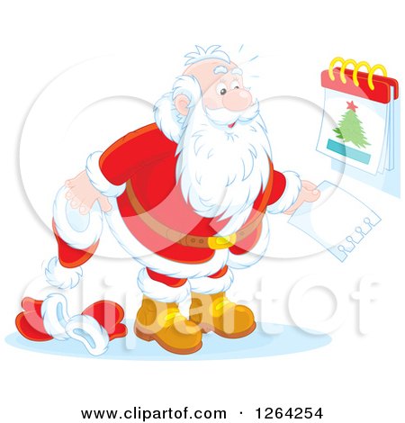 Clipart of Santa Clause Revealing Christmas Day on a Calendar - Royalty Free Vector Illustration by Alex Bannykh