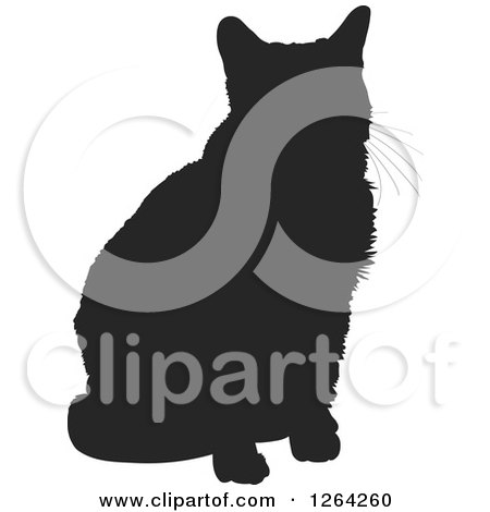 Clipart of a Silhouetted Sitting Cat - Royalty Free Vector Illustration by Maria Bell