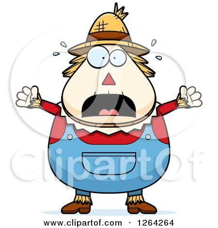 Clipart of a Scared Screaming Cartoon Chubby Scarecrow - Royalty Free Vector Illustration by Cory Thoman