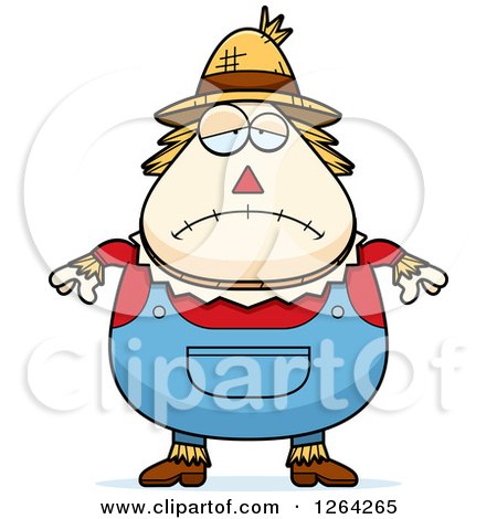 Clipart of a Sad Depressed Cartoon Chubby Scarecrow - Royalty Free Vector Illustration by Cory Thoman