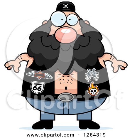 Clipart of a Happy Caucasian Chubby Biker Dude - Royalty Free Vector Illustration by Cory Thoman