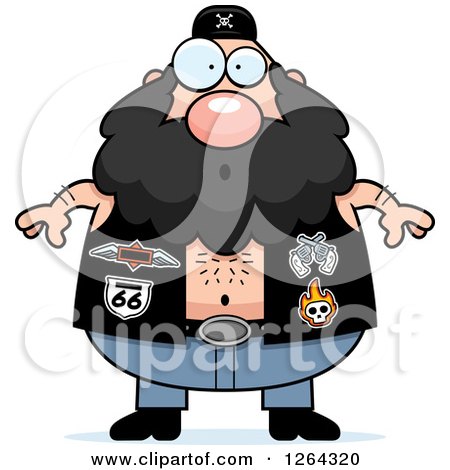 Clipart of a Chubby Caucasian Surprised Gasping Biker Dude - Royalty Free Vector Illustration by Cory Thoman