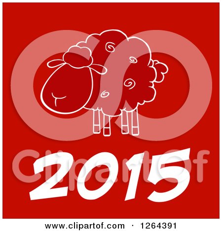 Clipart of a Year 2015 Sheep Chinese Zodiac Design - Royalty Free Vector Illustration by Hit Toon