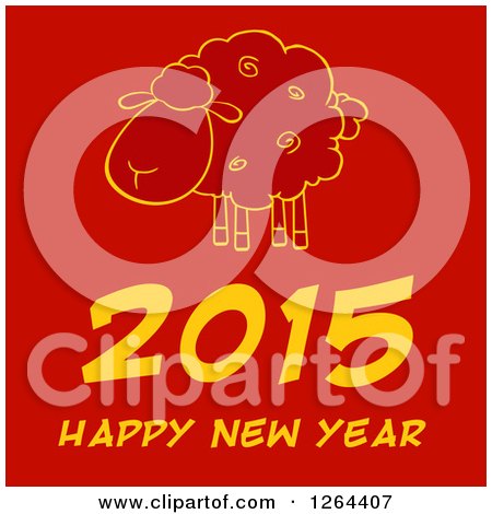 Clipart of a Happy New Year 2015 Sheep Chinese Zodiac Design - Royalty Free Vector Illustration by Hit Toon