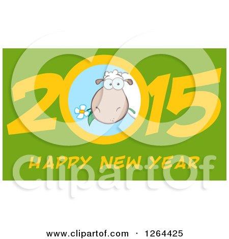 Clipart of a Happy New Year 2015 Sheep Chinese Zodiac Design - Royalty Free Vector Illustration by Hit Toon