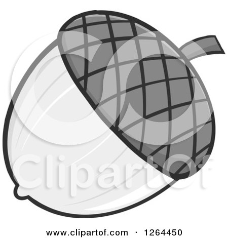 Clipart of a Grayscale Acorn - Royalty Free Vector Illustration by Hit Toon