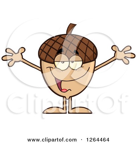 Clipart of a Sweet Acorn Character with Open Arms - Royalty Free Vector Illustration by Hit Toon
