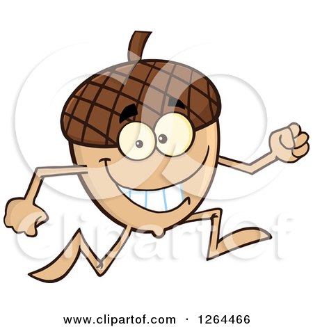Clipart of a Happy Acorn Character Running - Royalty Free Vector Illustration by Hit Toon